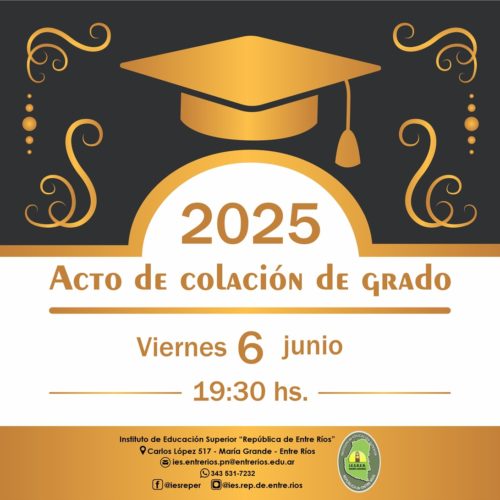 El IES RER celebrará su Acto de Colación de Grado 2025