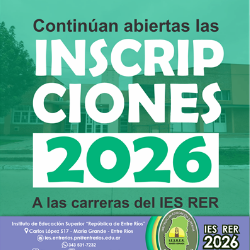 Continúa abierta la preinscripción a carreras 2026 del IES “República de Entre Ríos”
