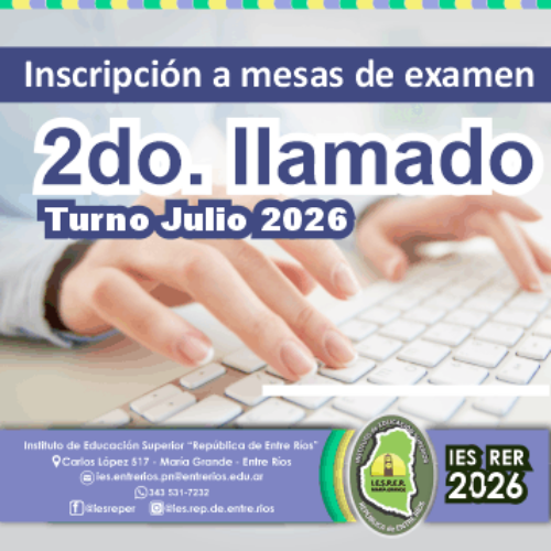 Inscripción a Mesas de exámenes finales, 2do. llamado turno julio 2026
